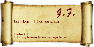 Ginter Florencia névjegykártya